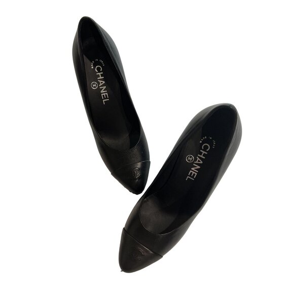 Chanel Lambskin Chain Platform Detail Pumps in Black - Picture 1 of 8